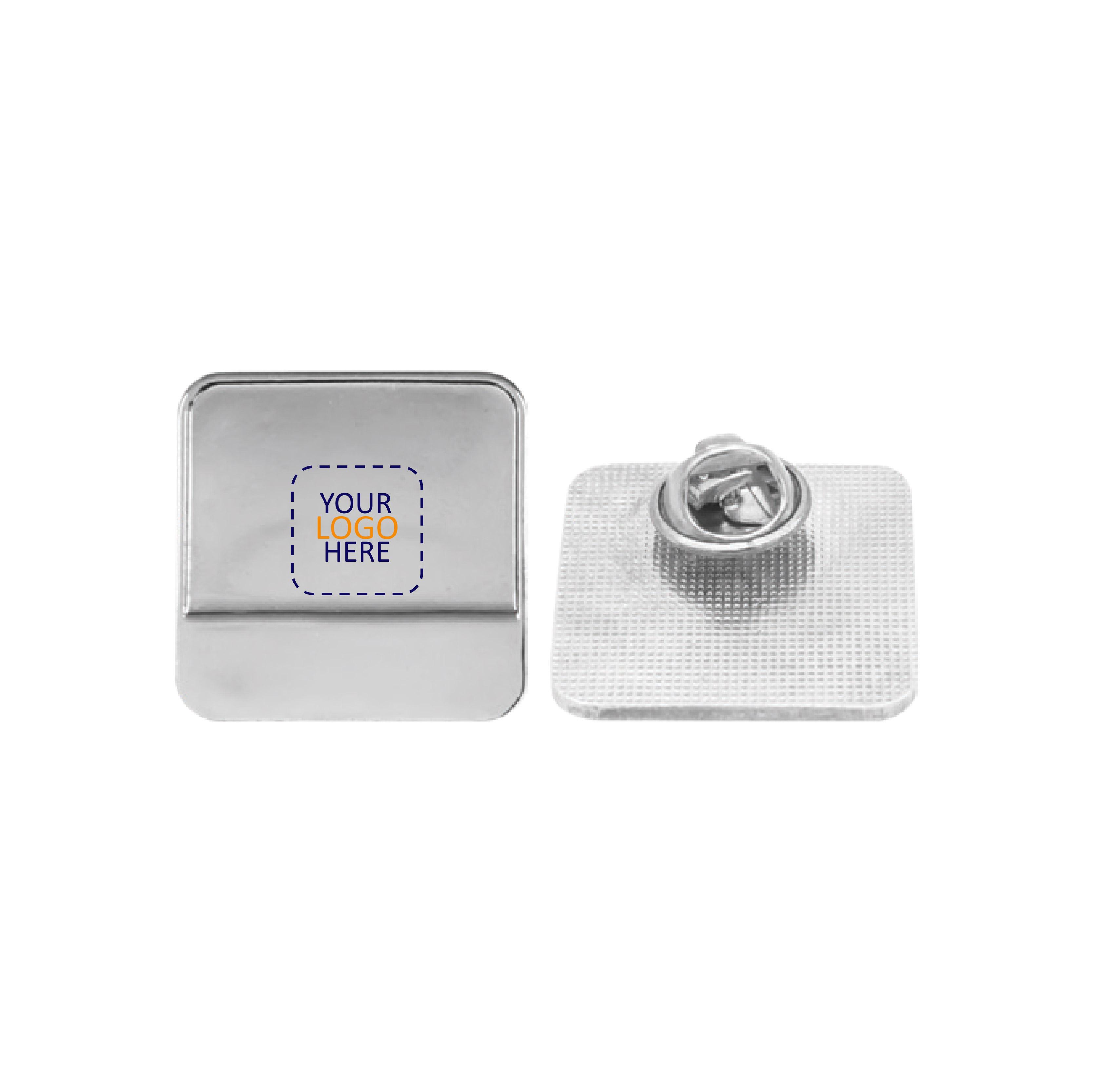 Square Shaped With Curved Corner Metal Badges With Logo